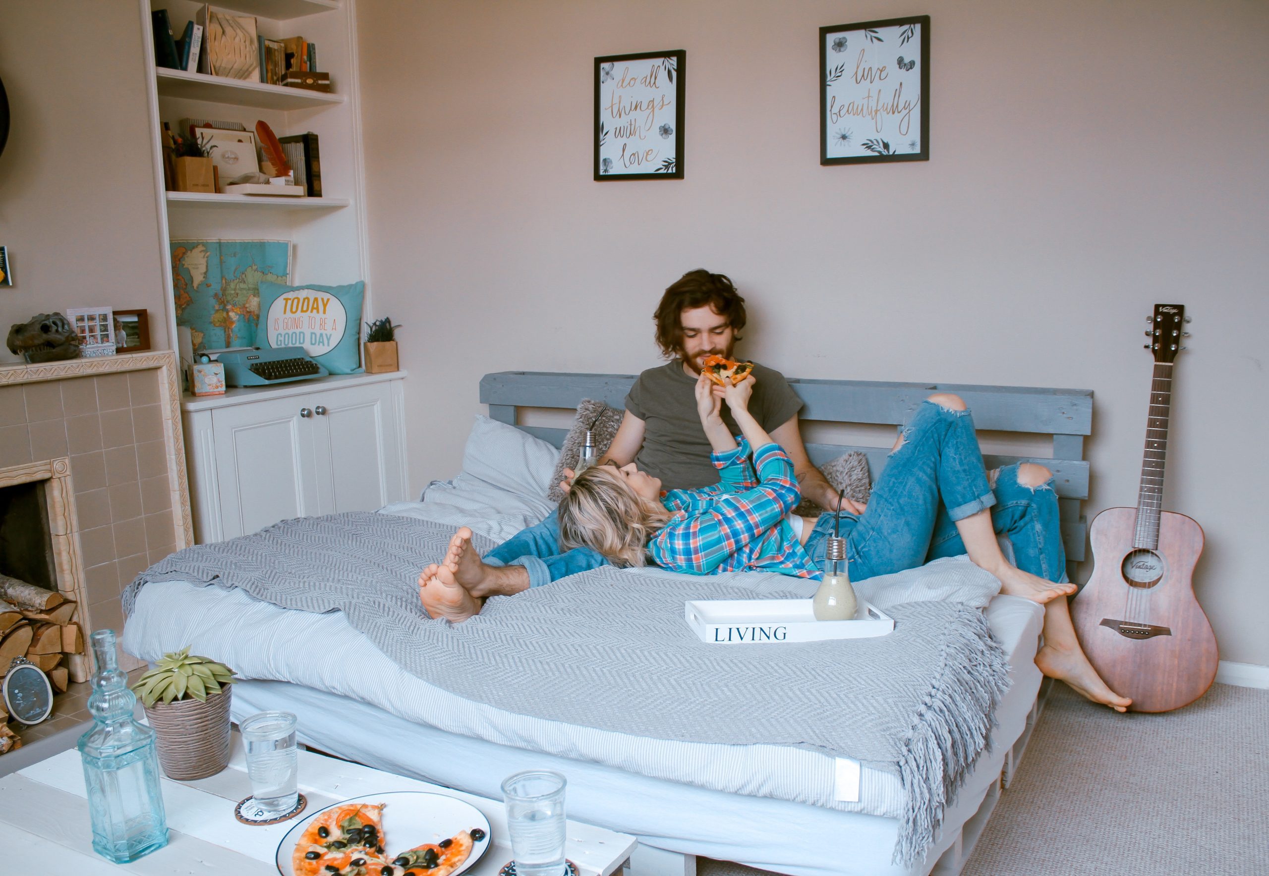 Happy couple in new home
